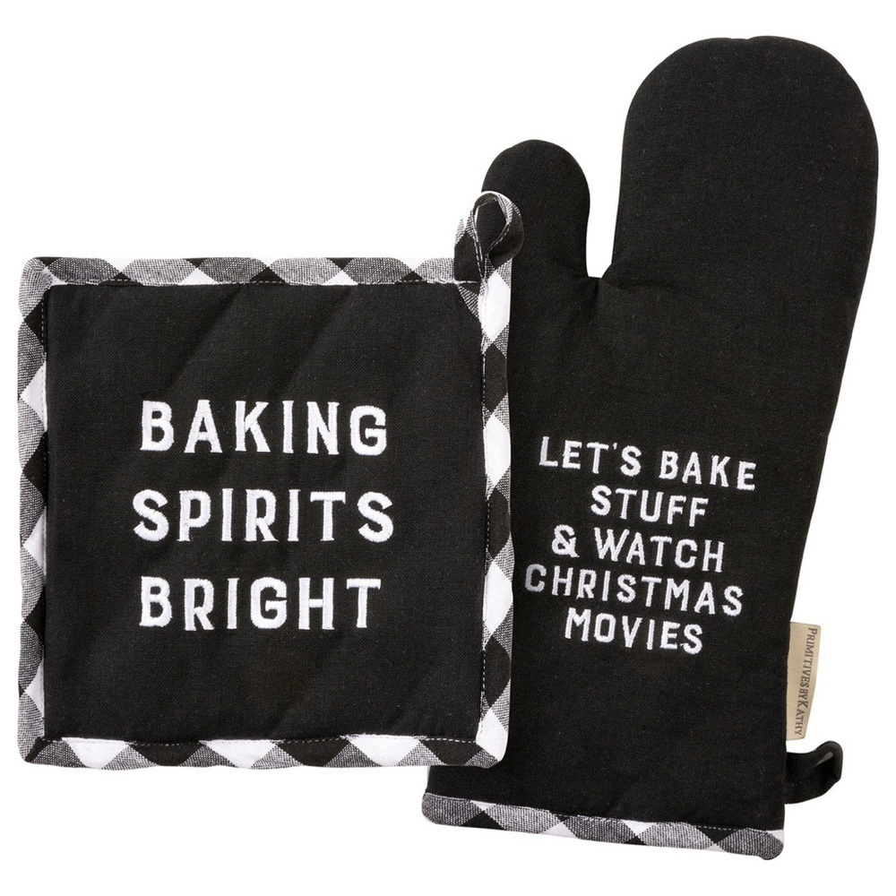 Baking Spirits Bright Christmas Potholder and Oven Mitt Set